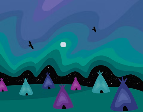 Bada Jean Northern Lights Greeting Card