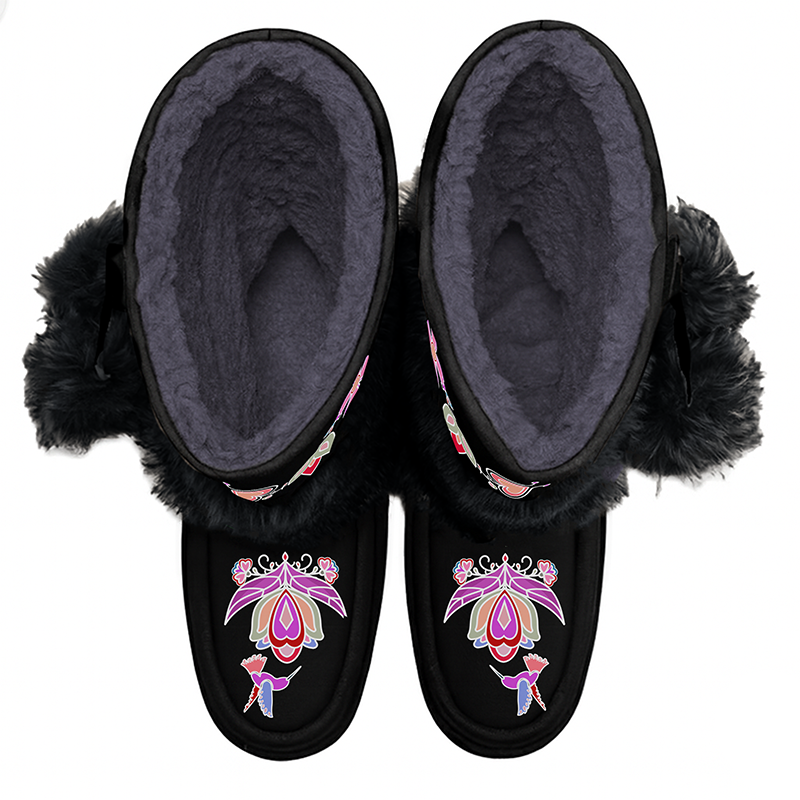 Frosted Leaf Spirit Real Black Leather MocLux Calf with Fur