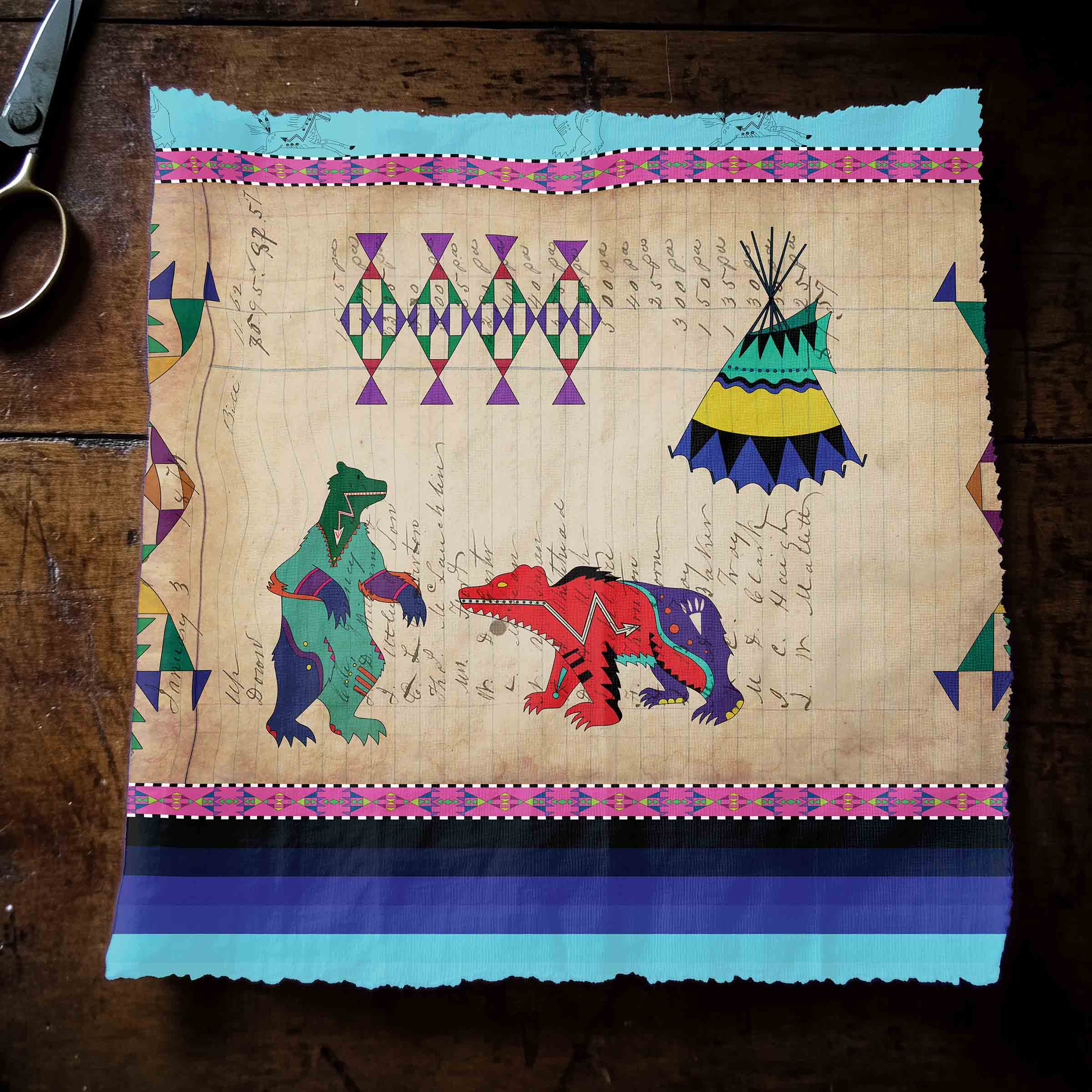 Ledger Bears Sky Cotton Poplin