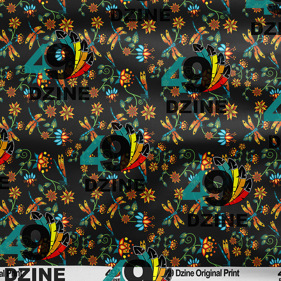 Dragon Lily Noir Cotton Poplin