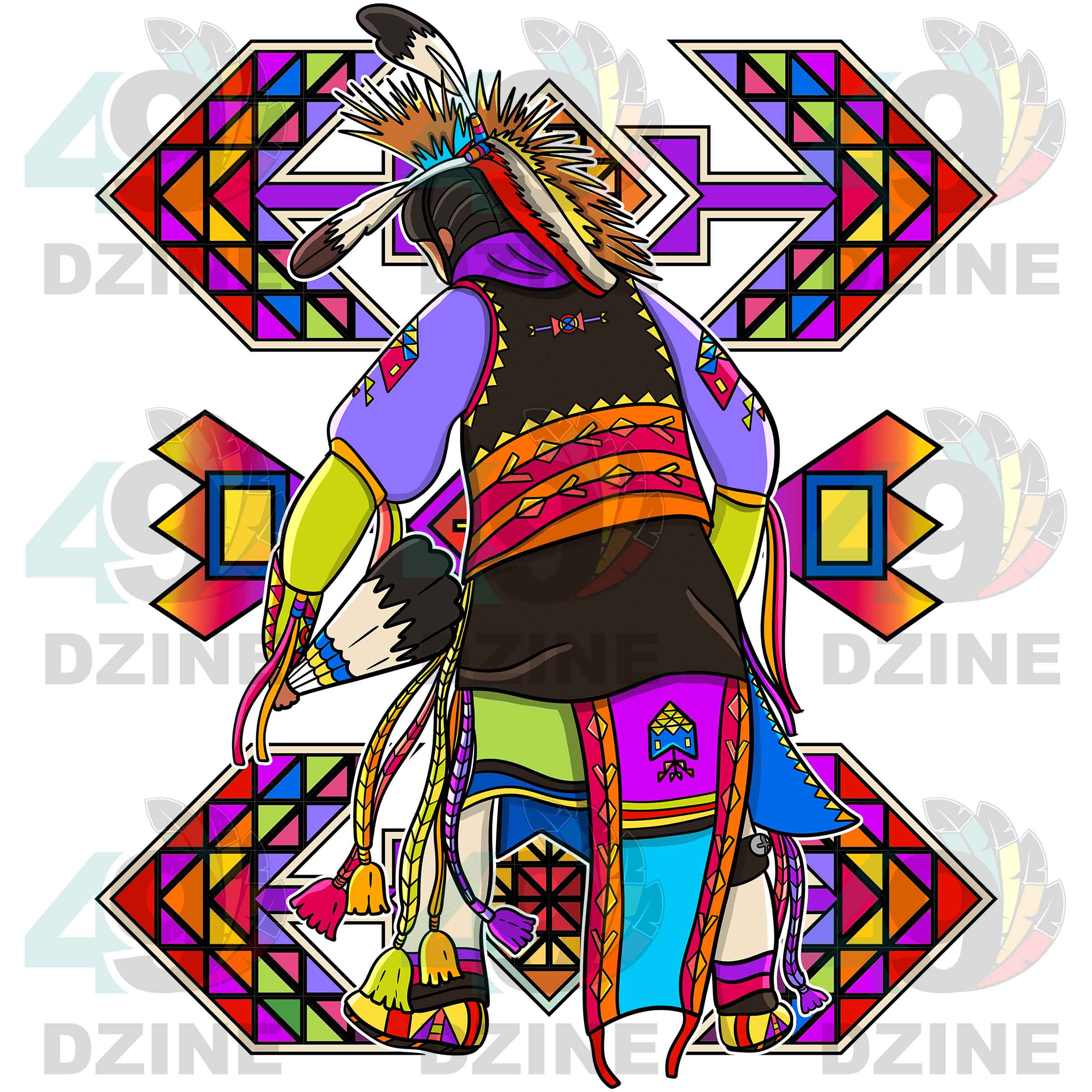 Fancy Dancer 11 with Geometric Design Transfer (Various Sizes)