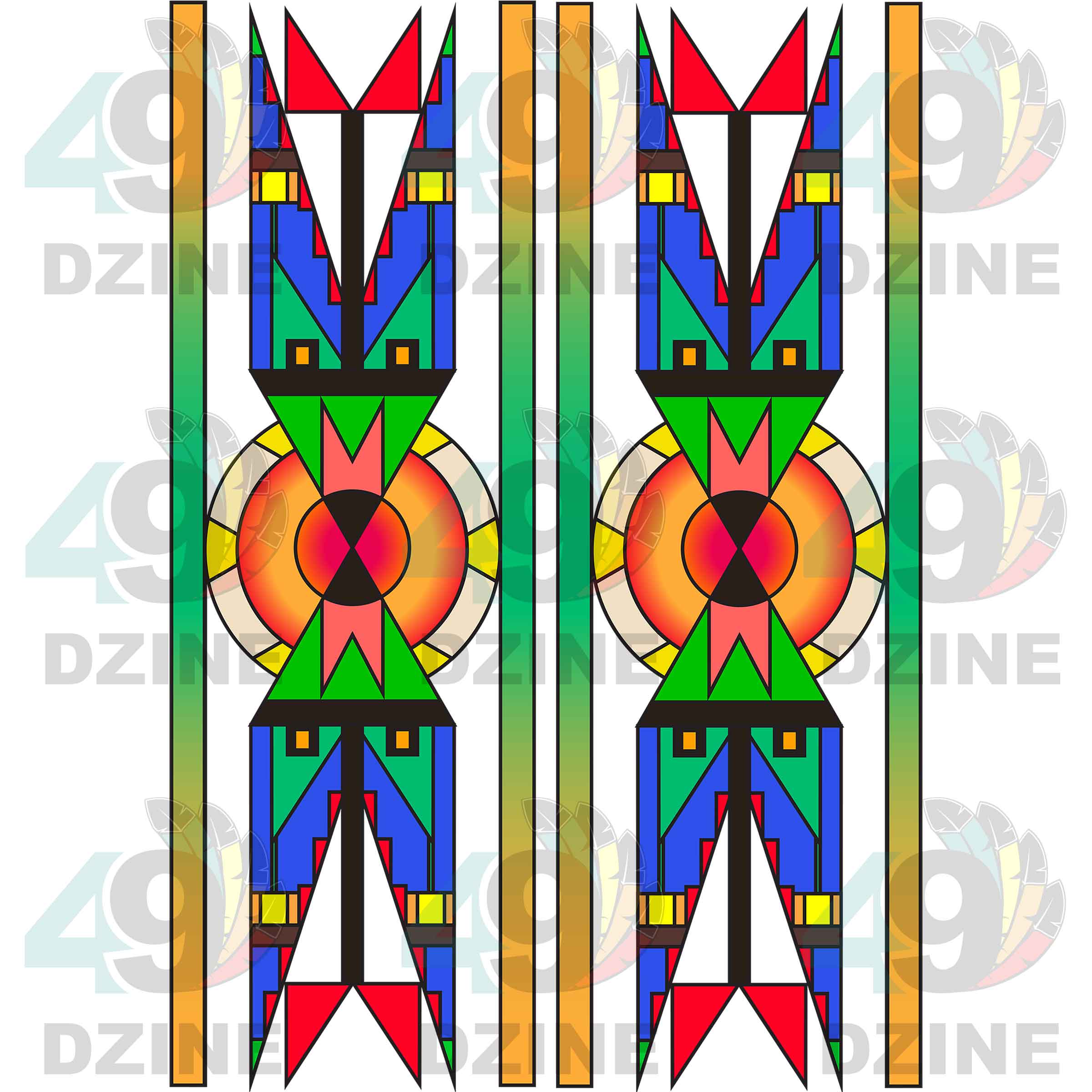 Fancy Dancer 13 with Geometric Design Two arm pieces Transfer (Various Sizes)