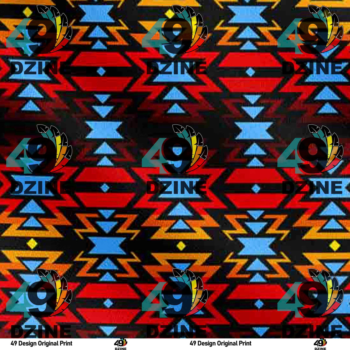 Fire Colors and Turquoise Cotton Poplin