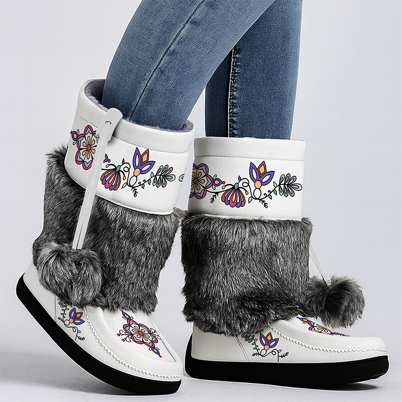 Aurora Petal Glow Real Leather MocLux Calf with Fur