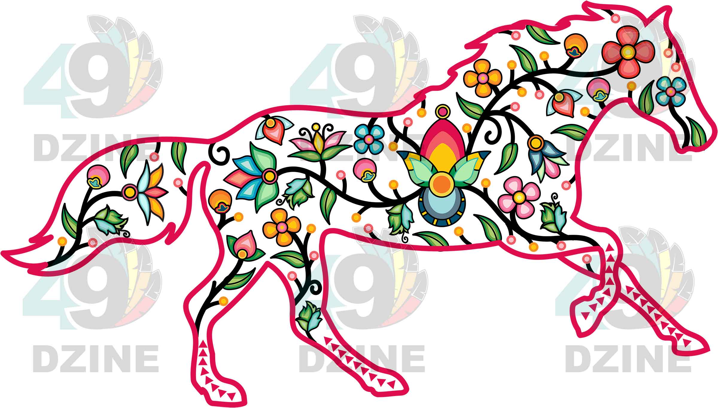 Horse Floral Animals 01 Various Sizes