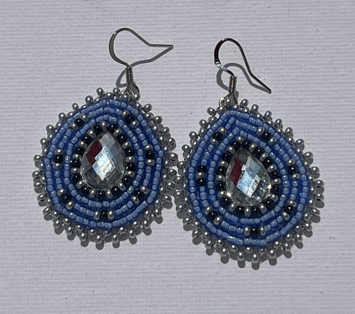 Brandon Swain Novlesky Blue and Crystal Teardrop Earrings