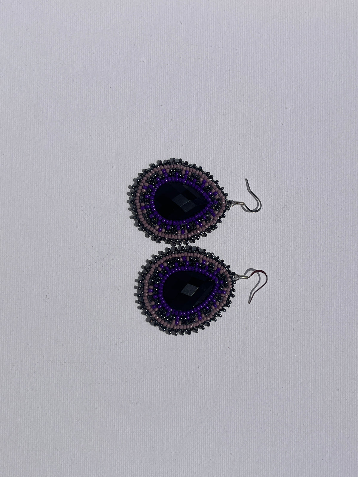 Brandon Swain Novlesky Large Black Purple Teardrop Earrings