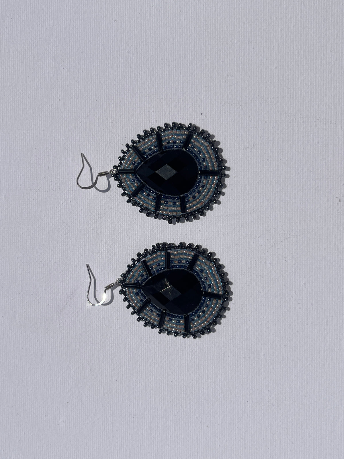 Brandon Swain Novlesky Large Black Blue Teardrop Earrings
