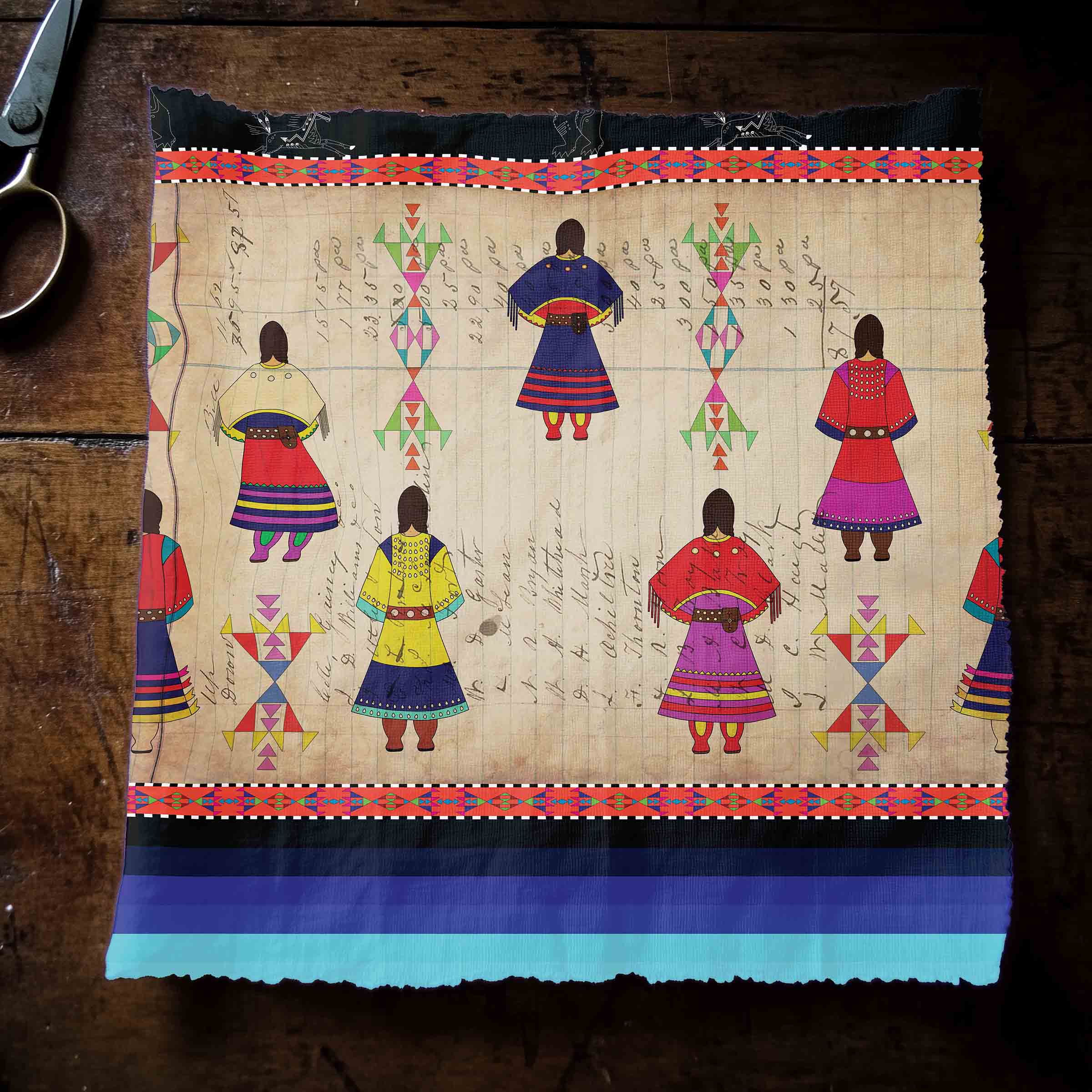 Ledger Round Dance Midnight Cotton Poplin
