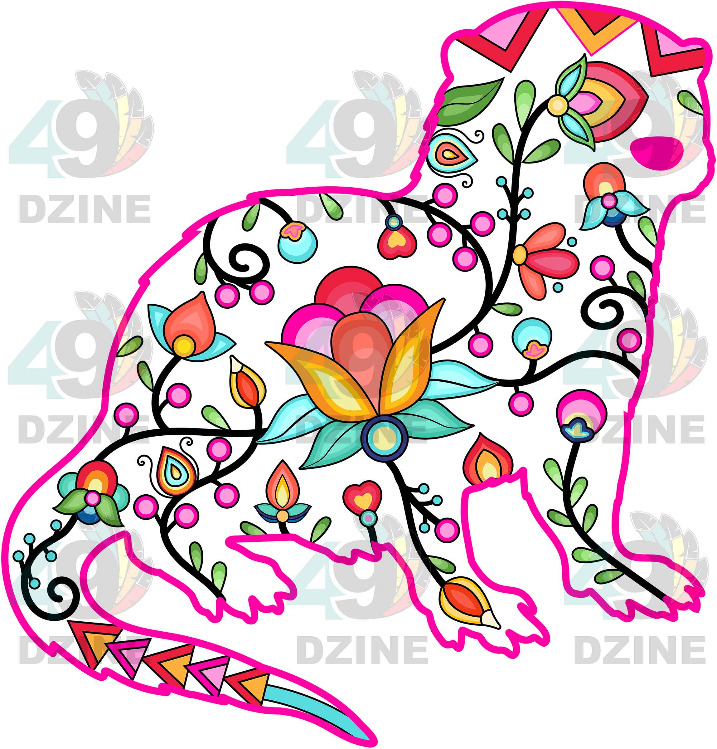 Otter Floral Animals 01 Various Sizes
