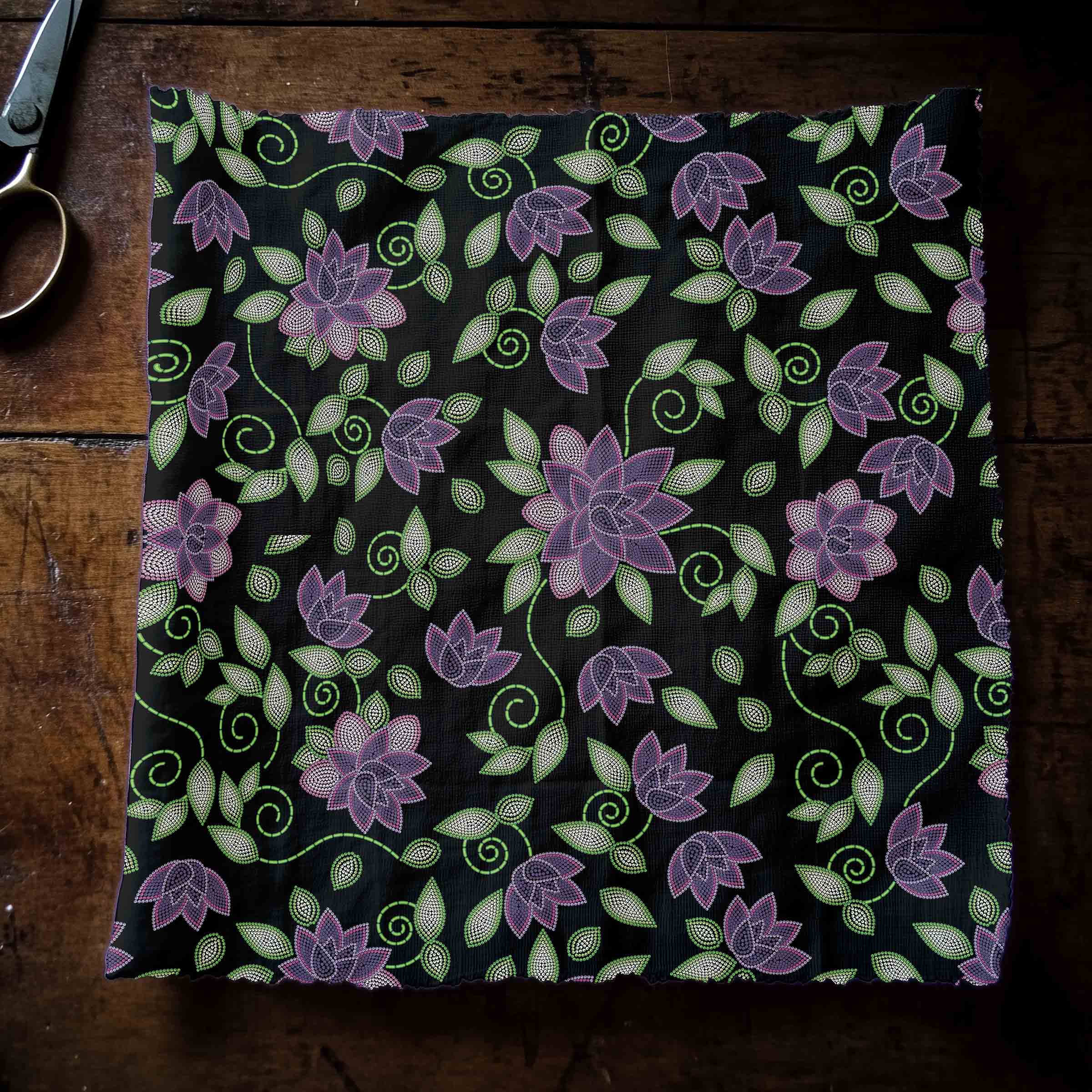 Purple Beaded Rose Cotton Poplin