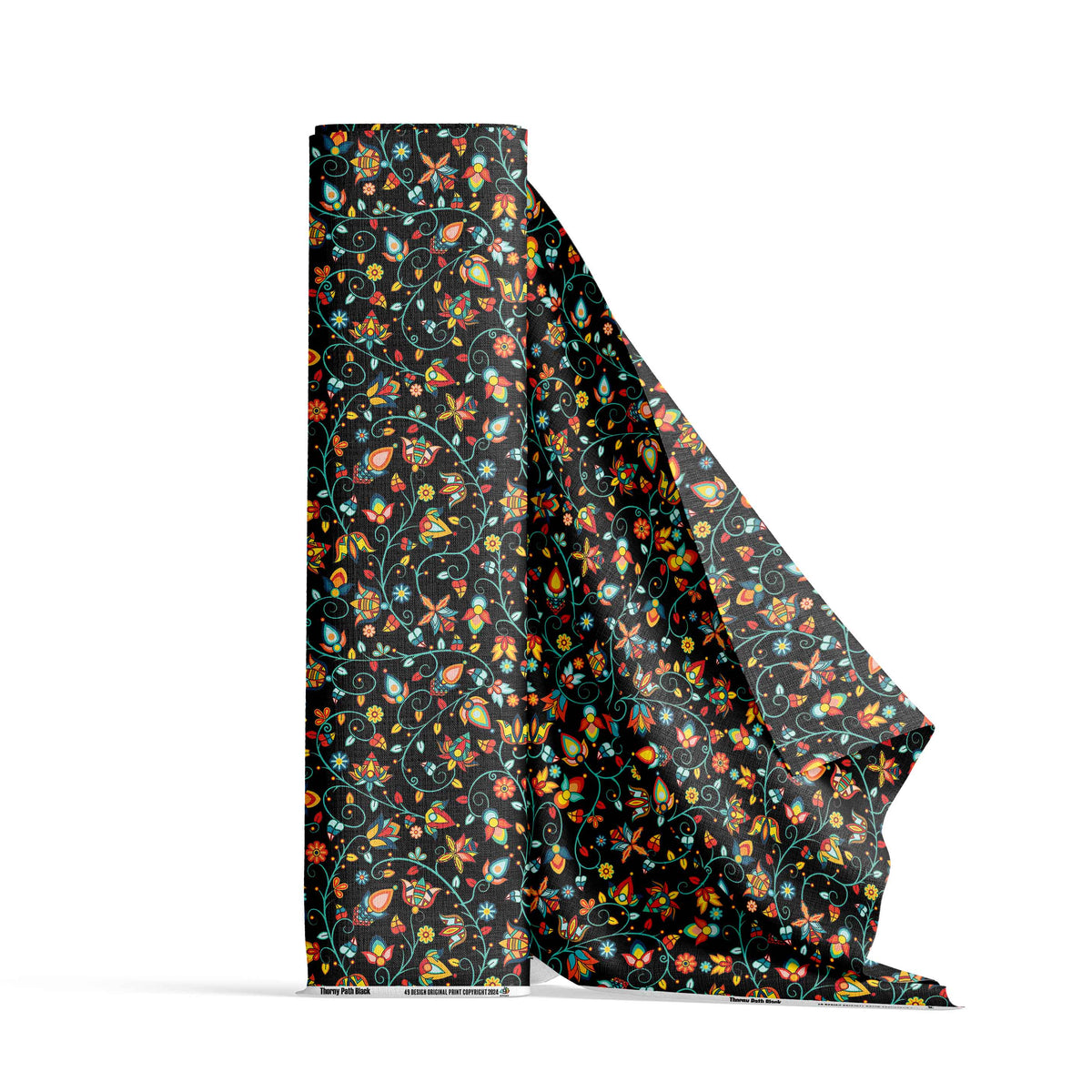 Thorny Path Black Cotton Fabric