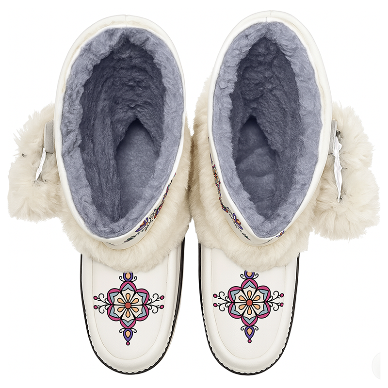 Aurora Petal Glow Real Leather MocLux Calf with Fur