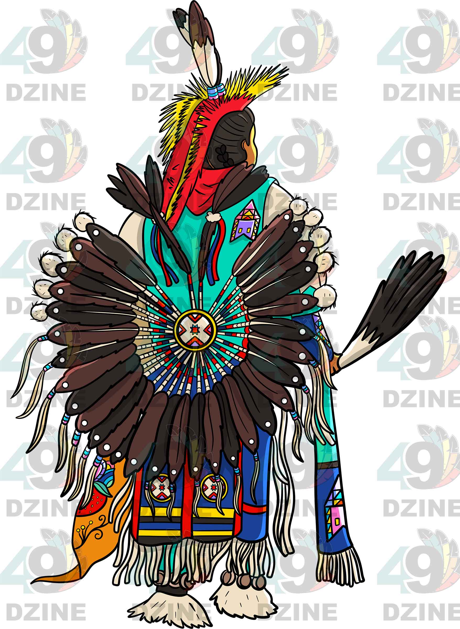 Traditional Powwow Man Dancer 4 Colored UV Sticker