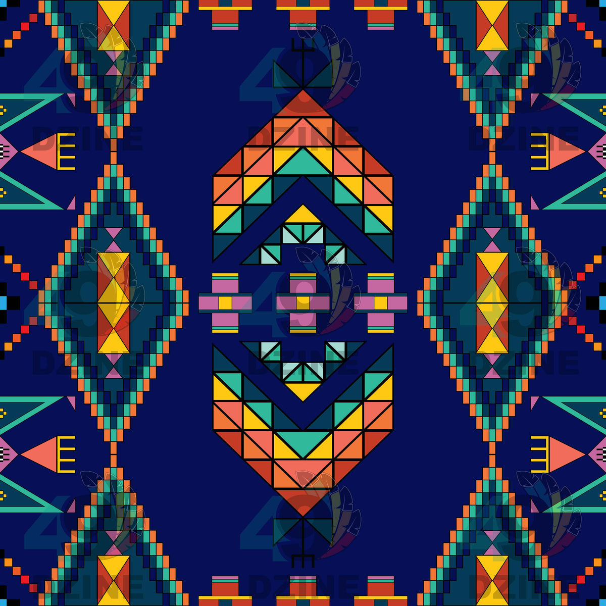 Travois Tipi Blue Cotton Fabric