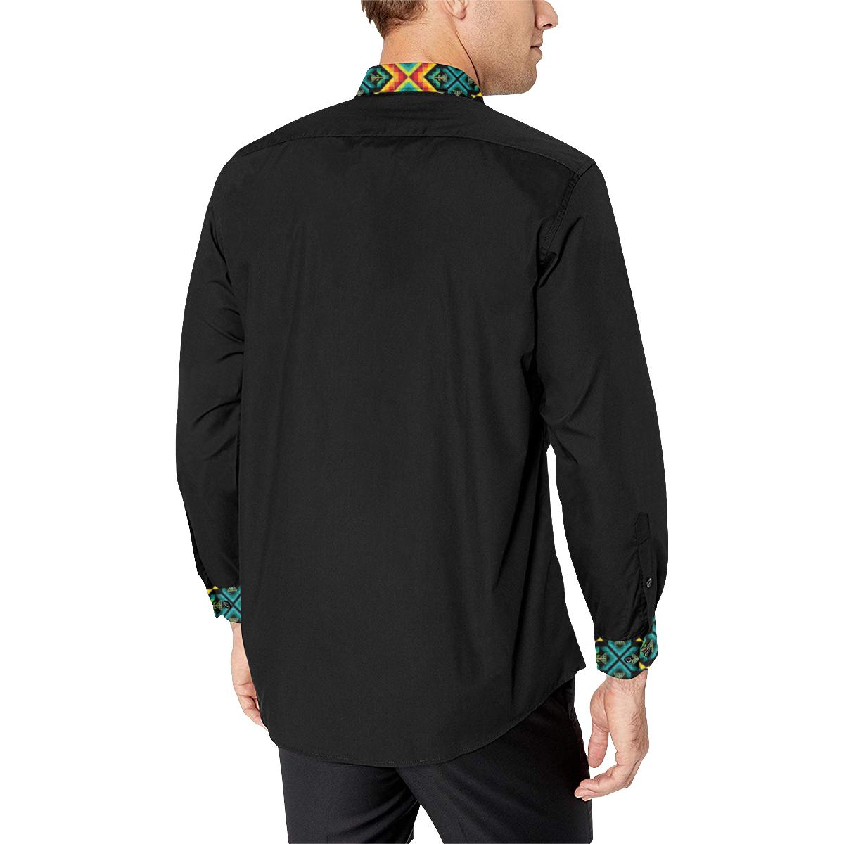 Black Blanket Strip Men's All Over Print Casual Dress Shirt (Model T61) Men's Dress Shirt (T61) e-joyer