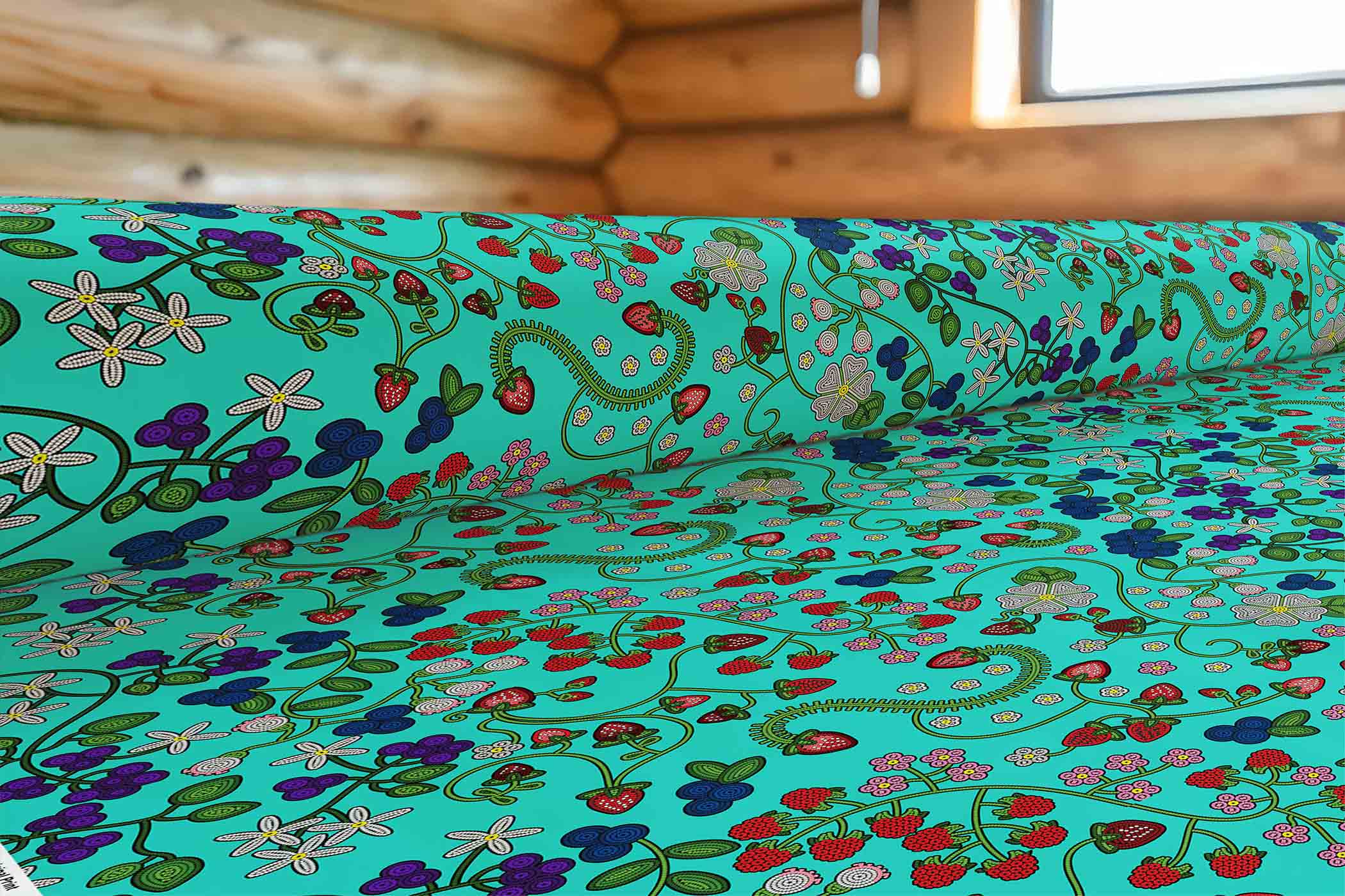 Grandmother's Stories Turquoise Cotton Poplin