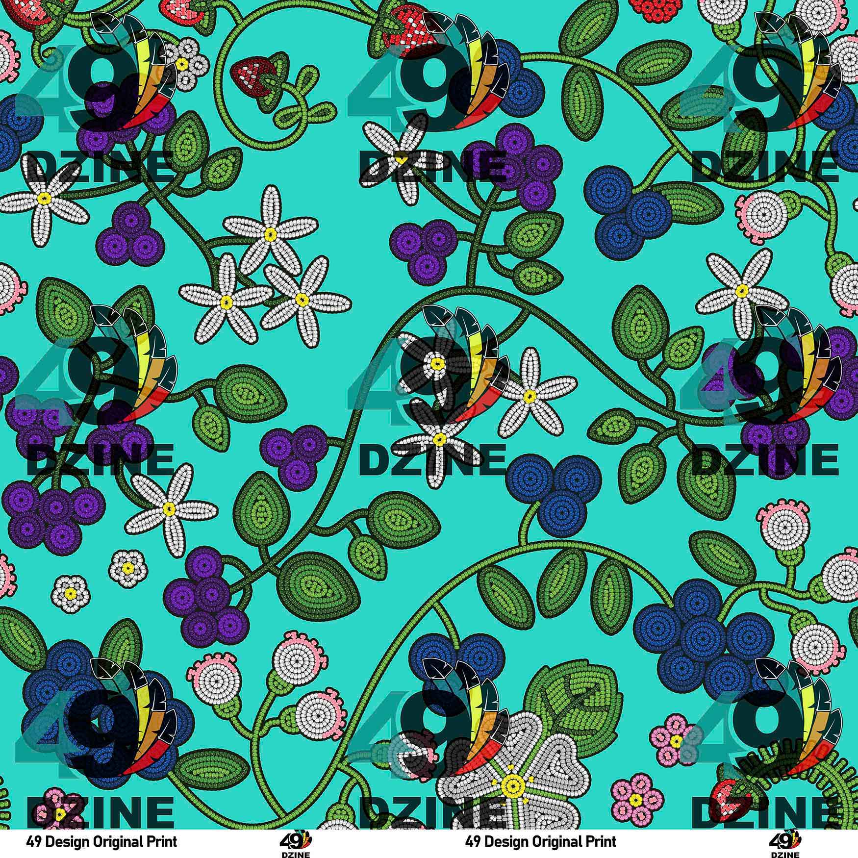 Grandmother's Stories Turquoise Cotton Poplin