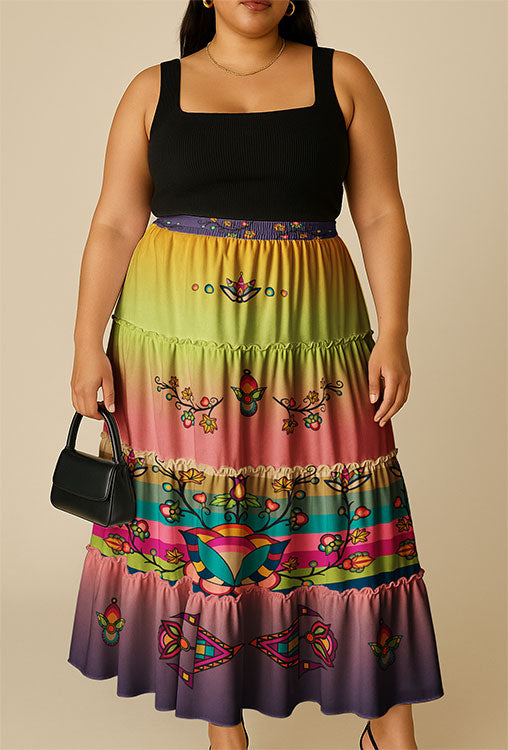 Sacred Bloom Vine Three Tier Skirt