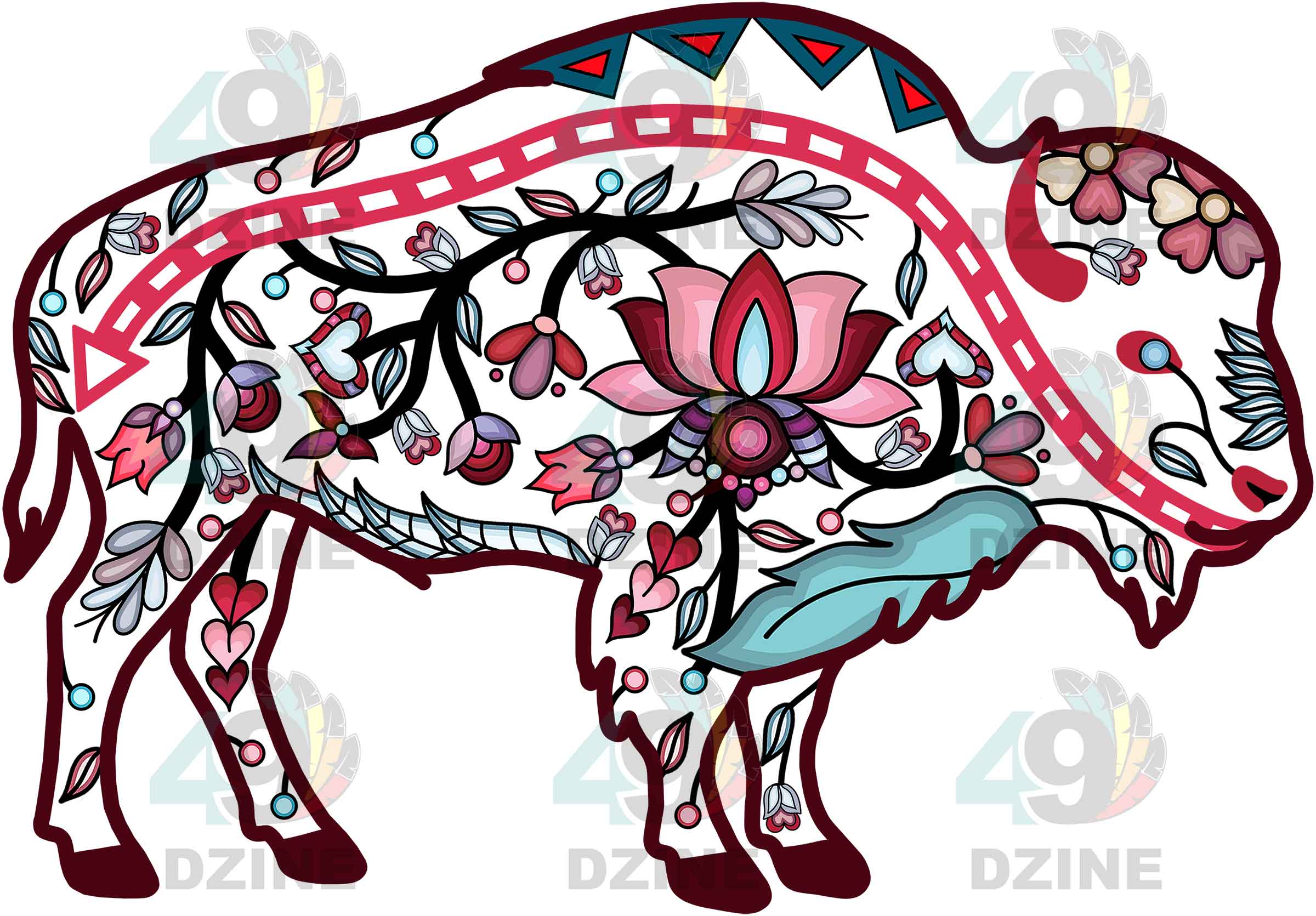 Buffalo Floral Motif 2 Various Sizes