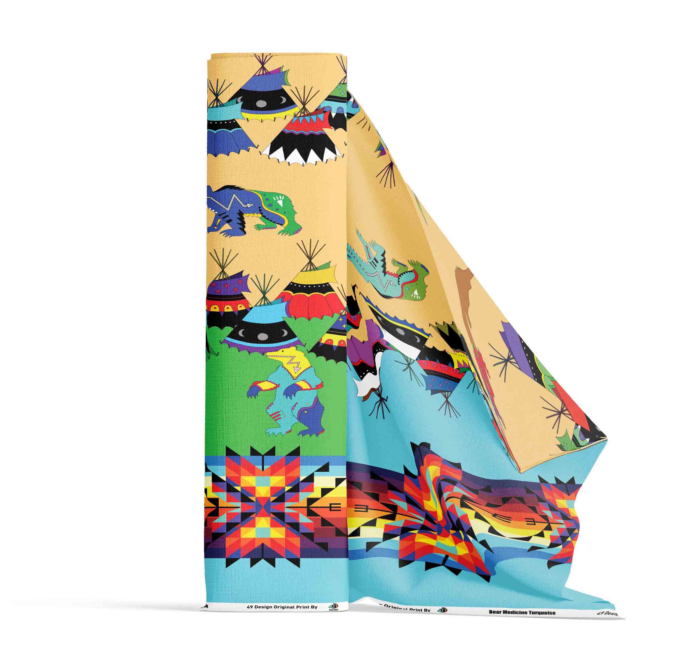 Bear Medicine Turquoise Cotton Poplin