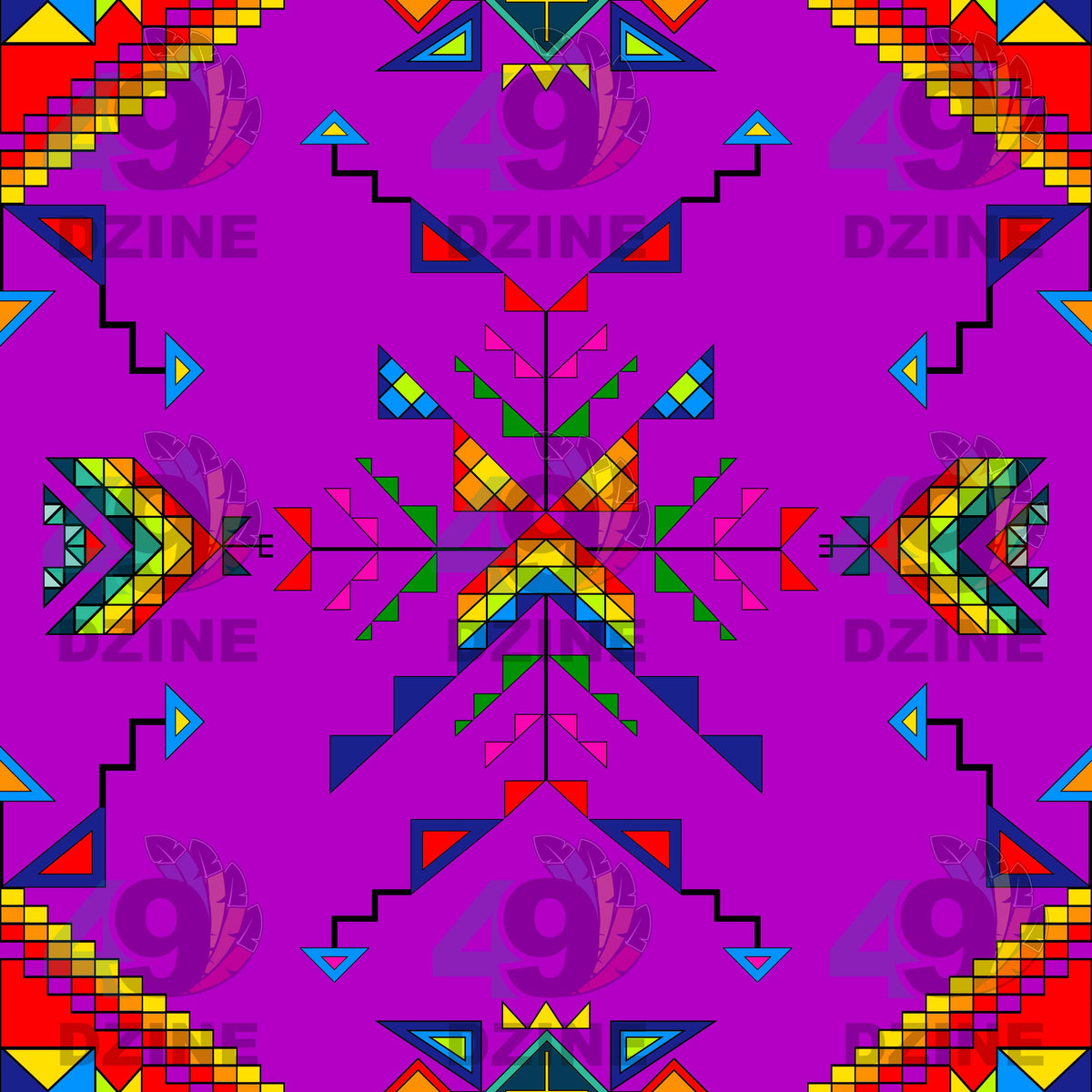Buffalo Jump Purple Cotton Fabric
