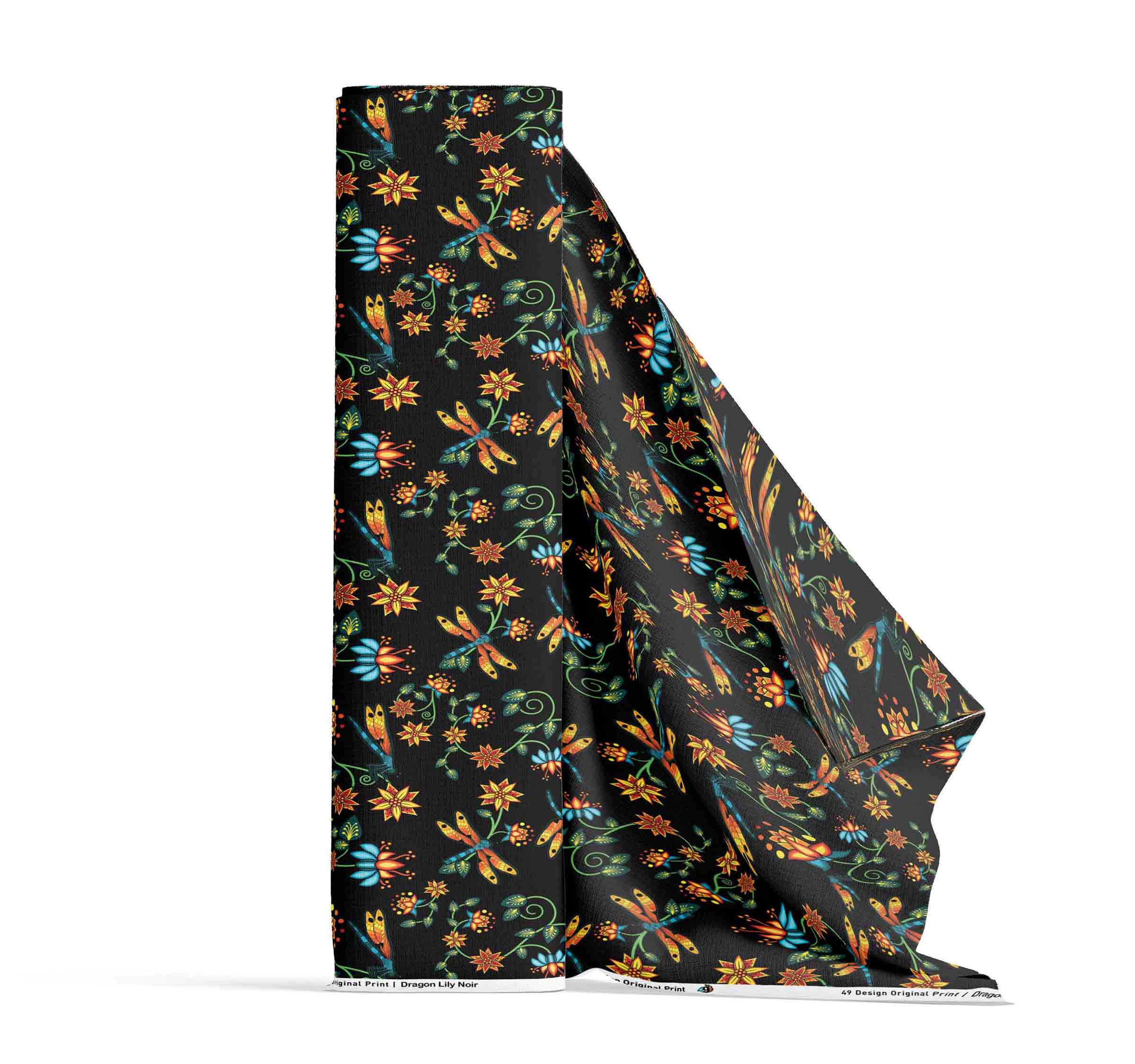 Dragon Lily Noir Cotton Poplin