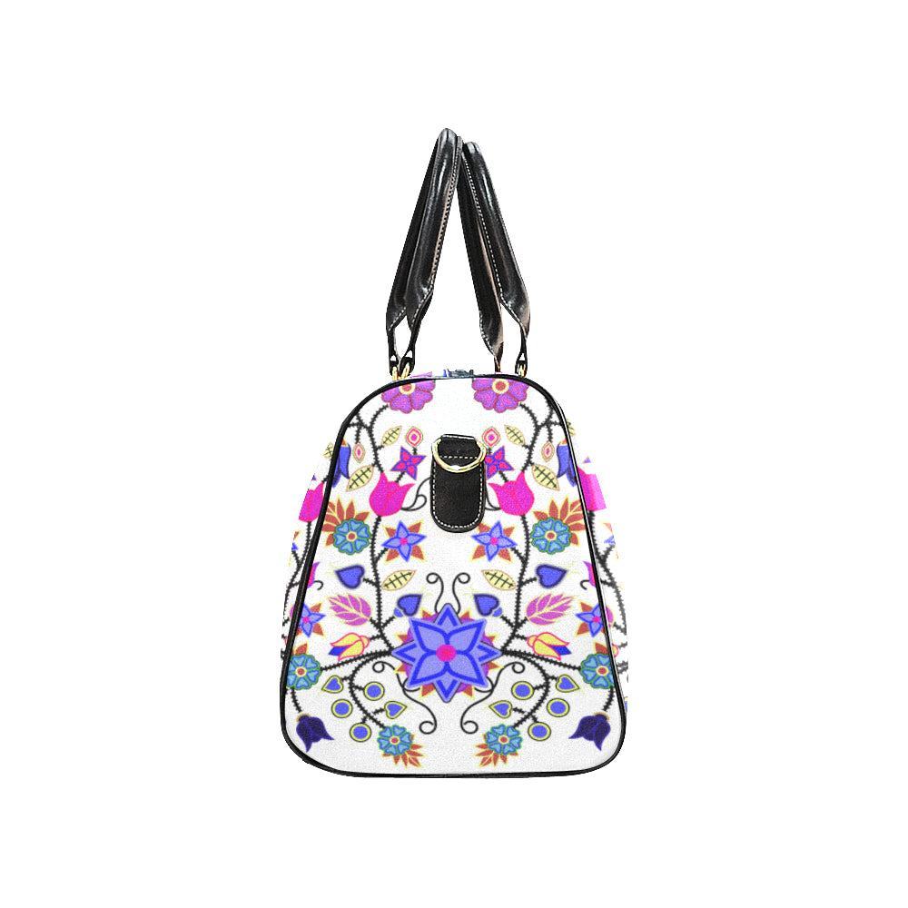 Floral Beadwork Seven Clans White New Waterproof Travel Bag/Large (Model 1639)