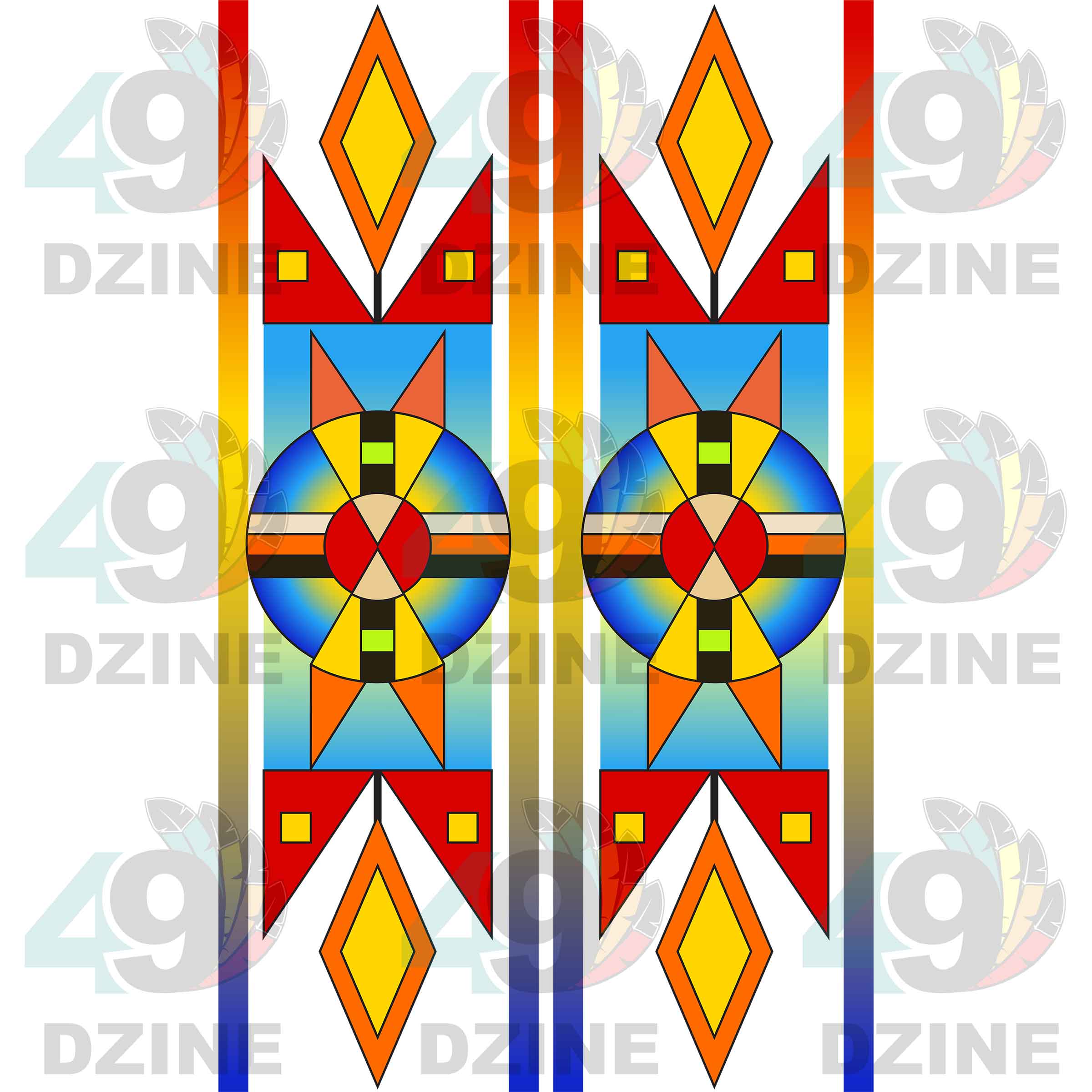 Fancy Dancer 3 with Geometric Design Two arm pieces Transfer (Various Sizes)