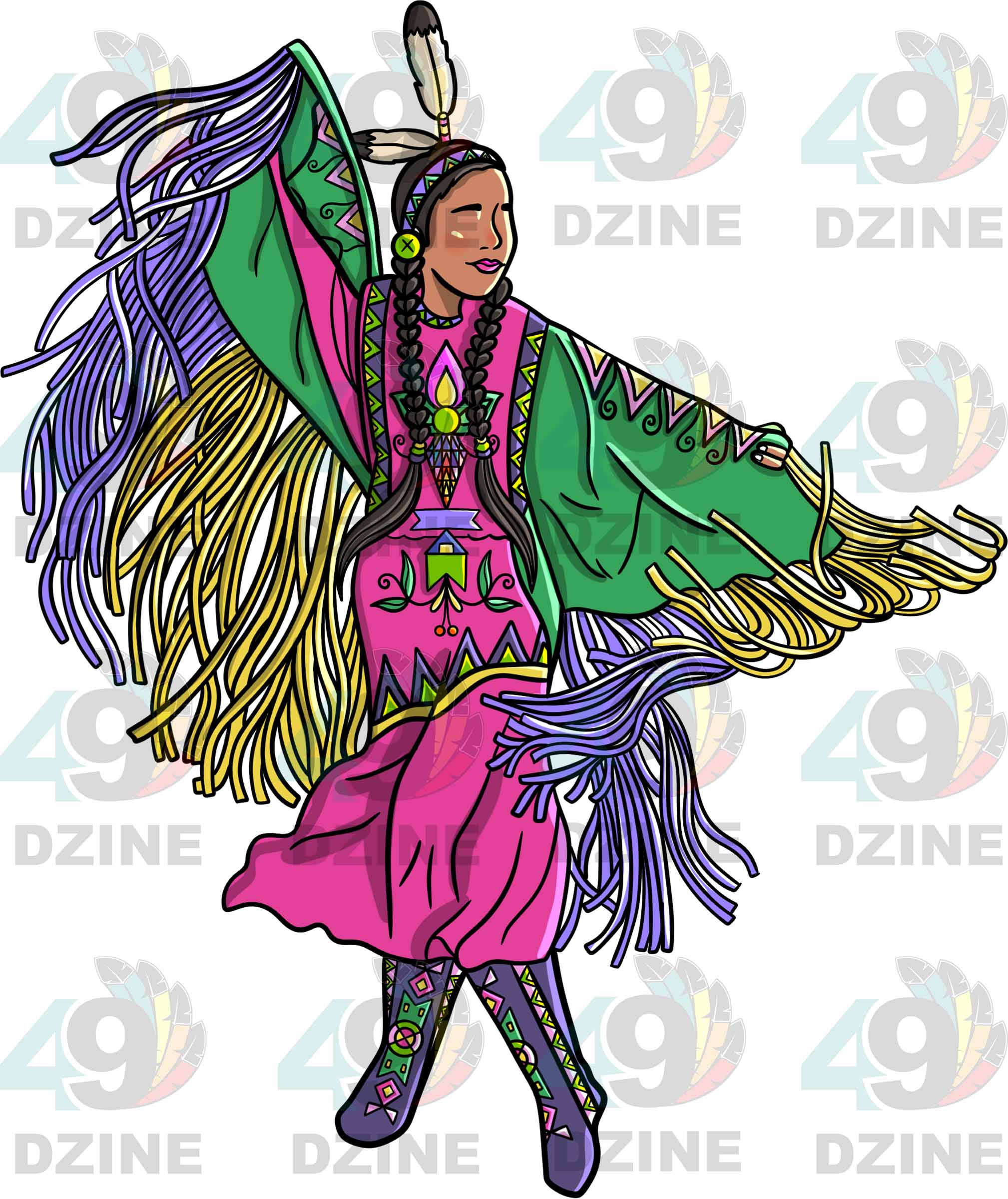 Fancy Shawl Dancer 7 Transfer (Various Sizes)