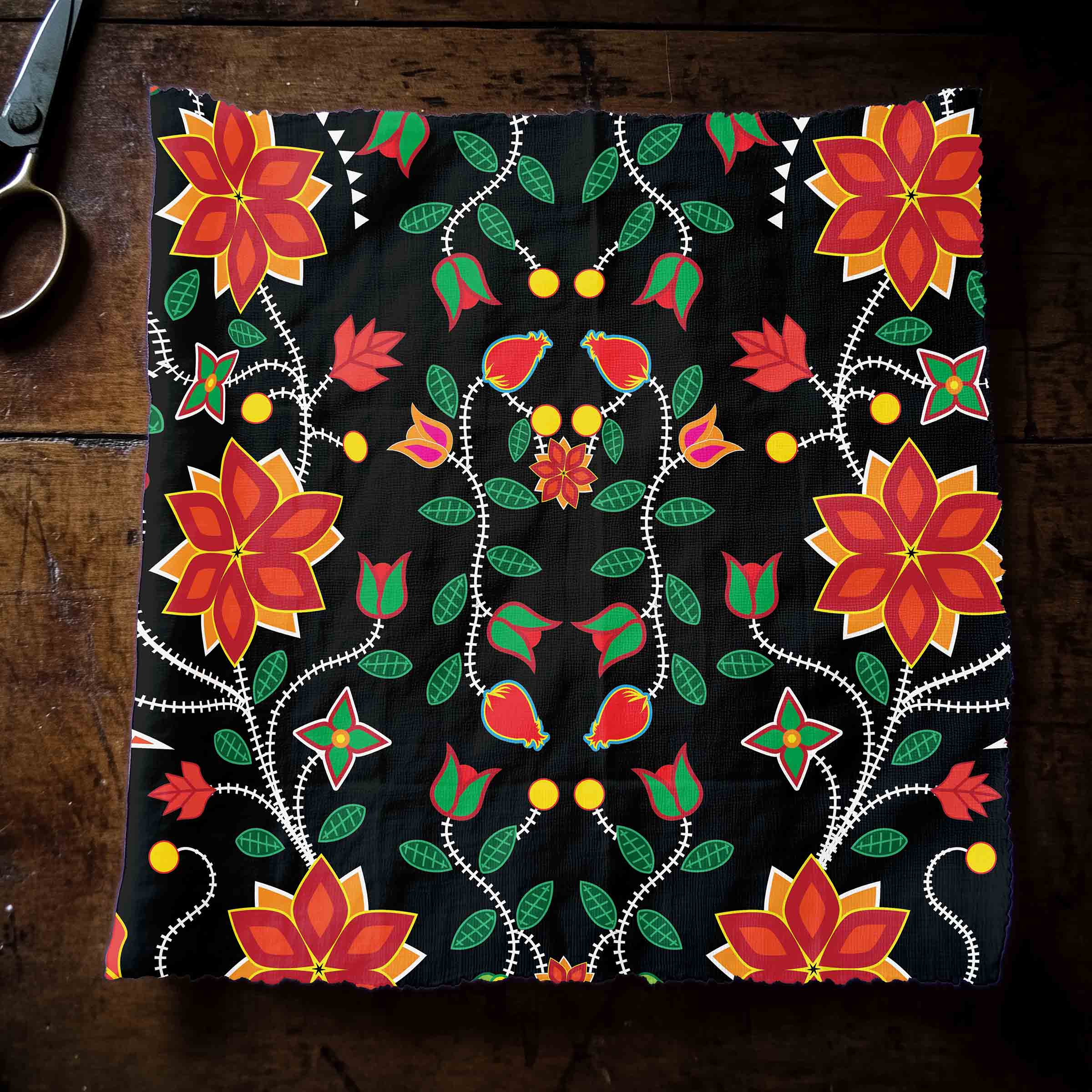 Floral Beadwork Six Bands Cotton Poplin