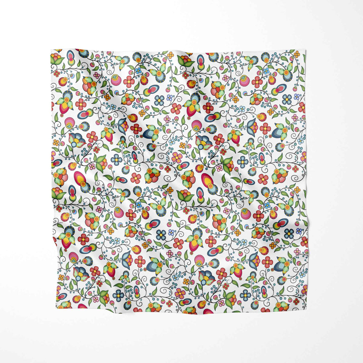 Floral Bounty White Cotton Fabric