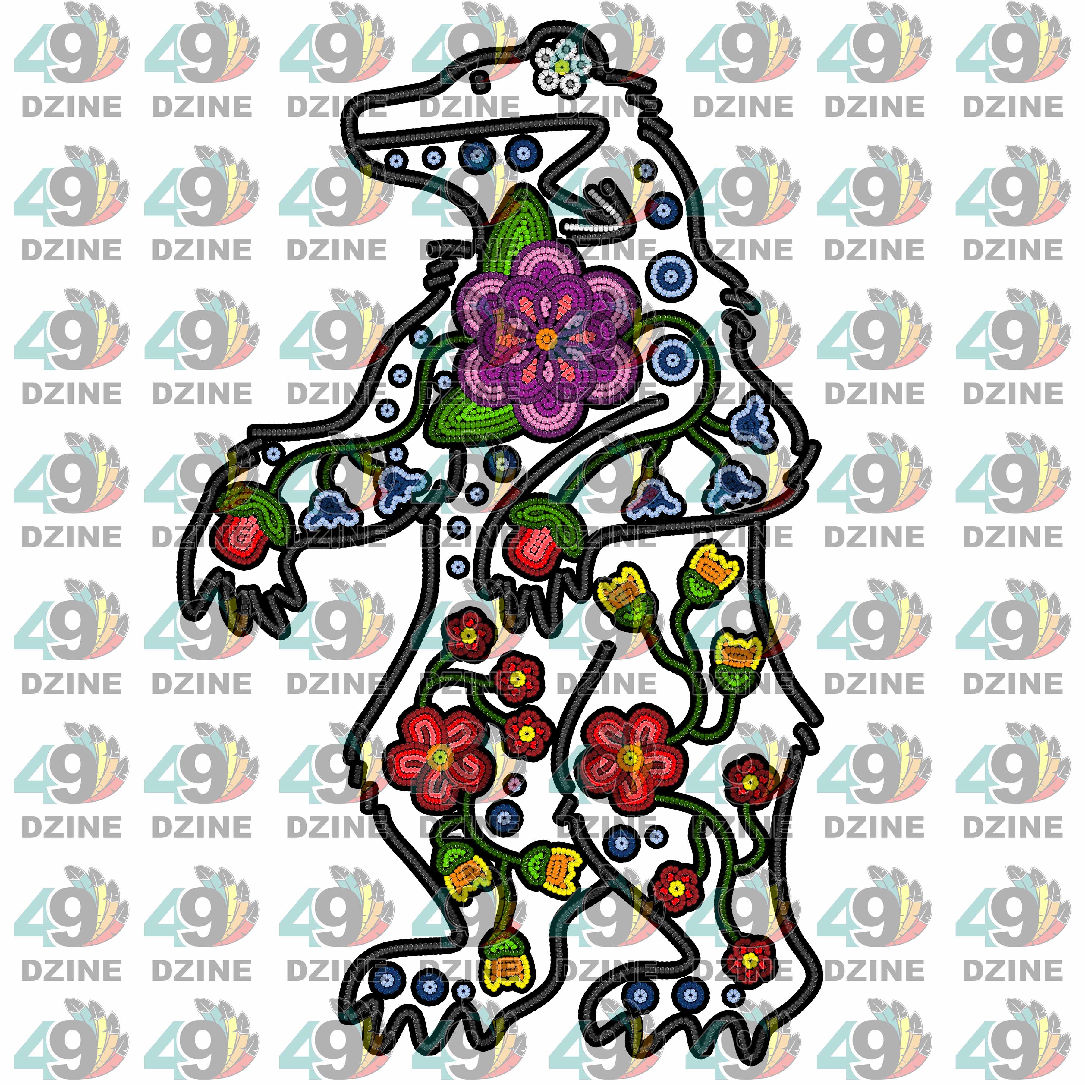Floral Ledger Bear Standing UV Sticker