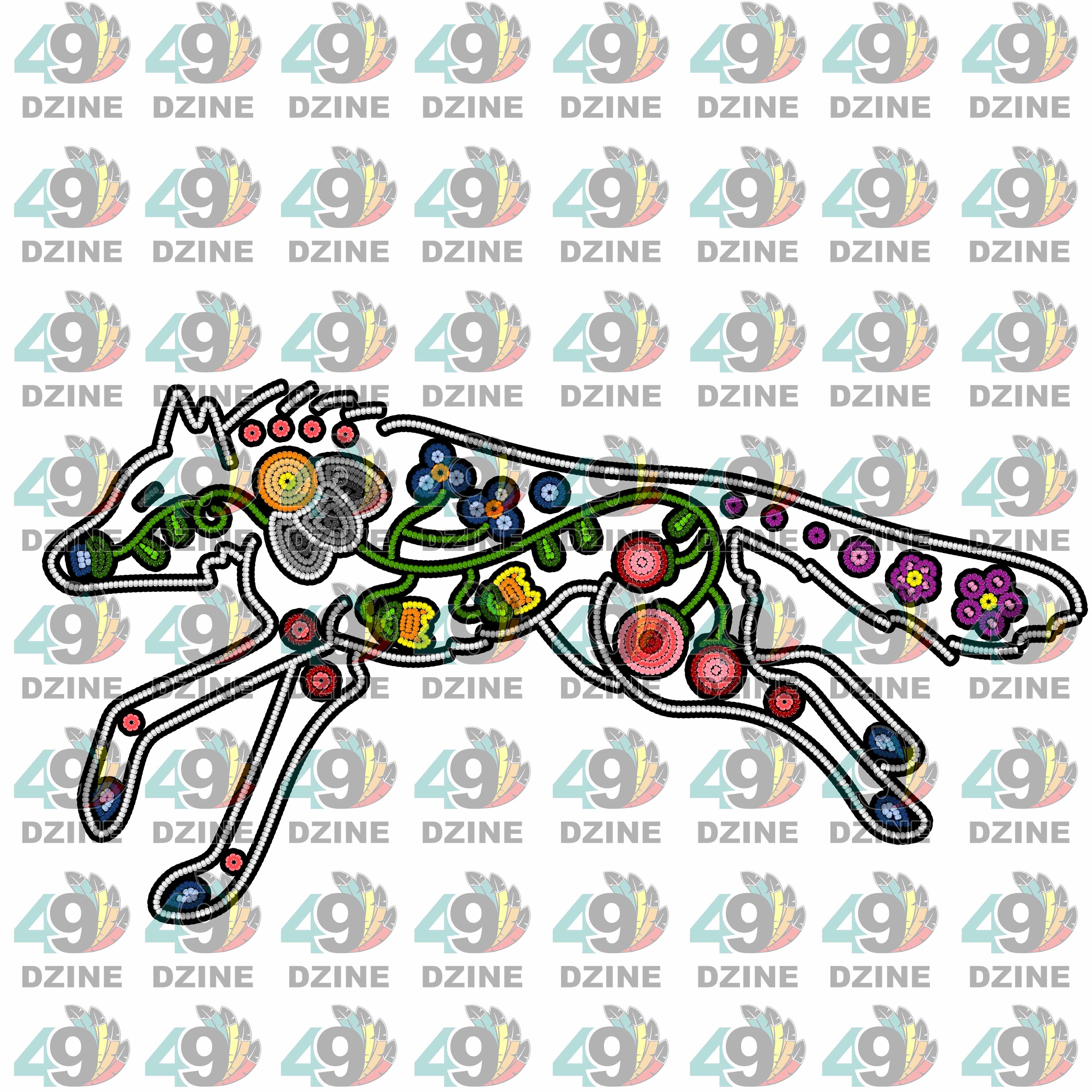 Floral Ledger Wolf White UV Sticker