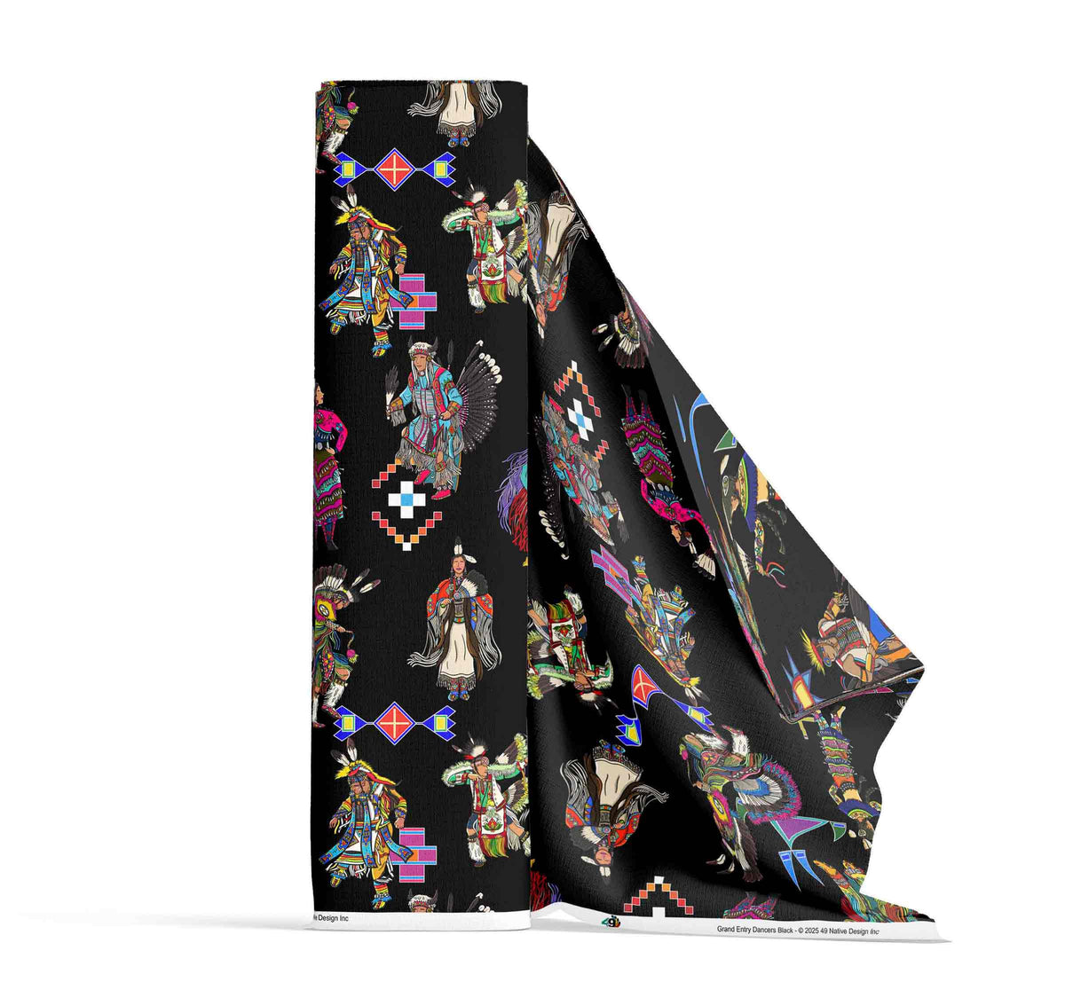 Grand Entry Dancers Black Large Cotton Poplin