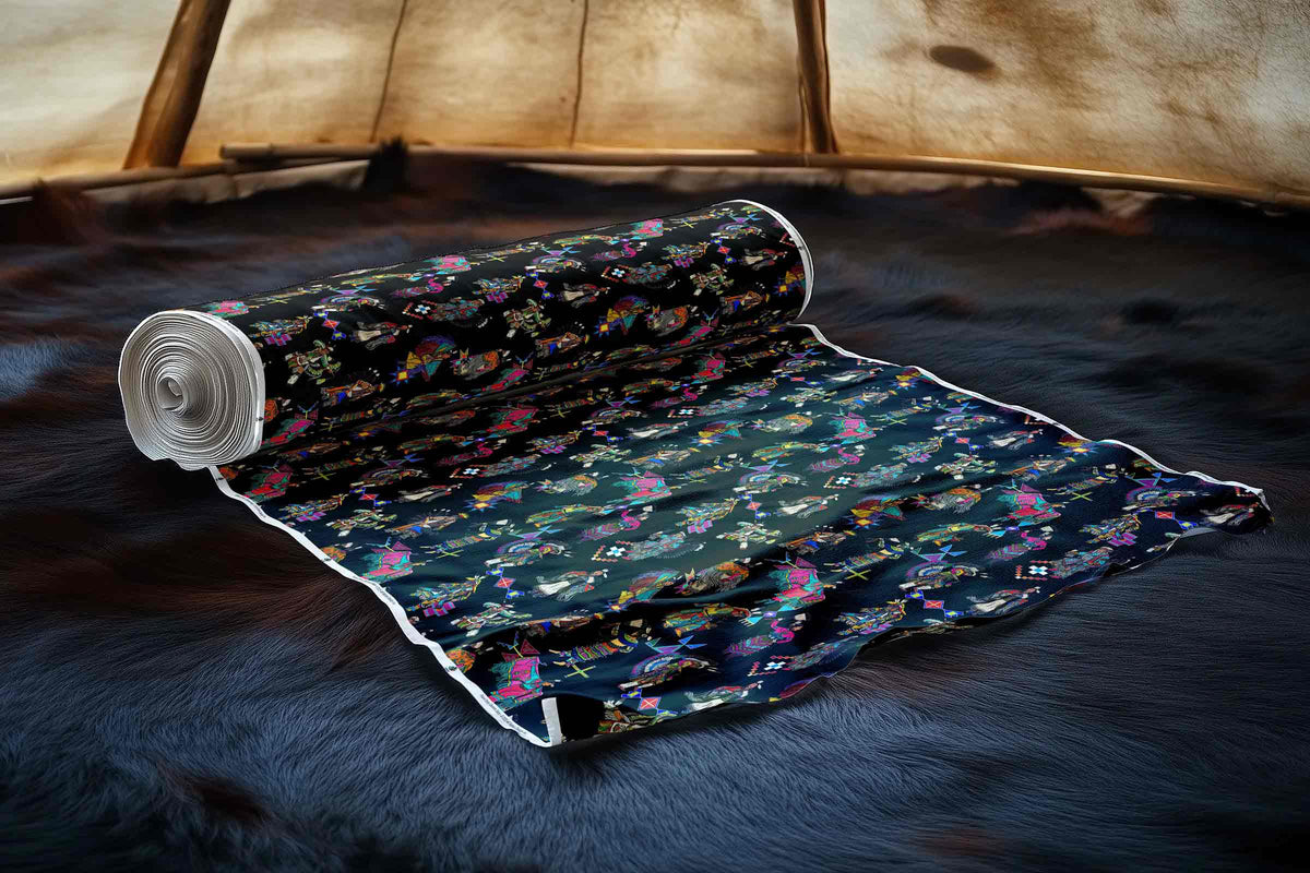 Grand Entry Dancers Black Large Cotton Poplin