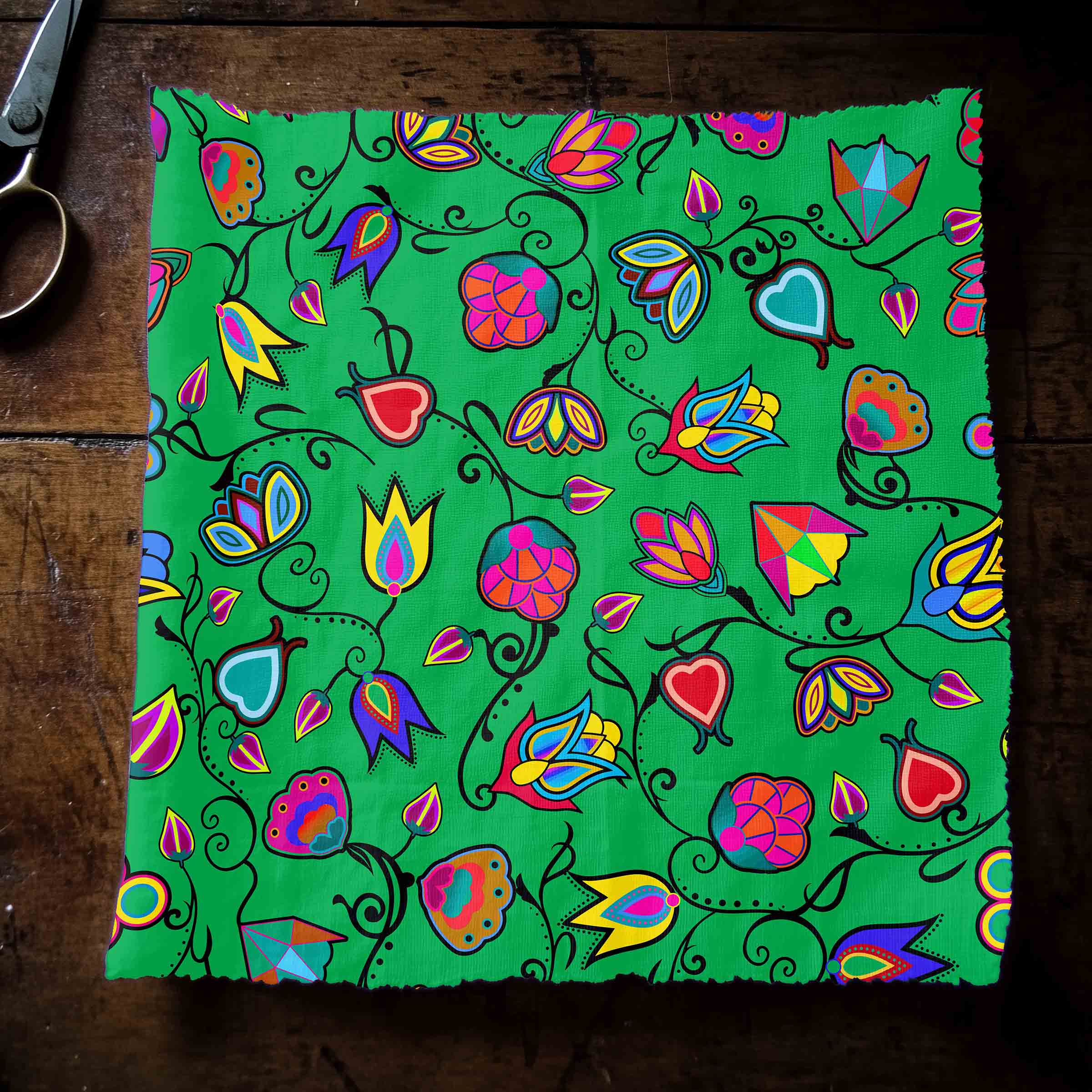 Indigenous Paisley Green Cotton Poplin