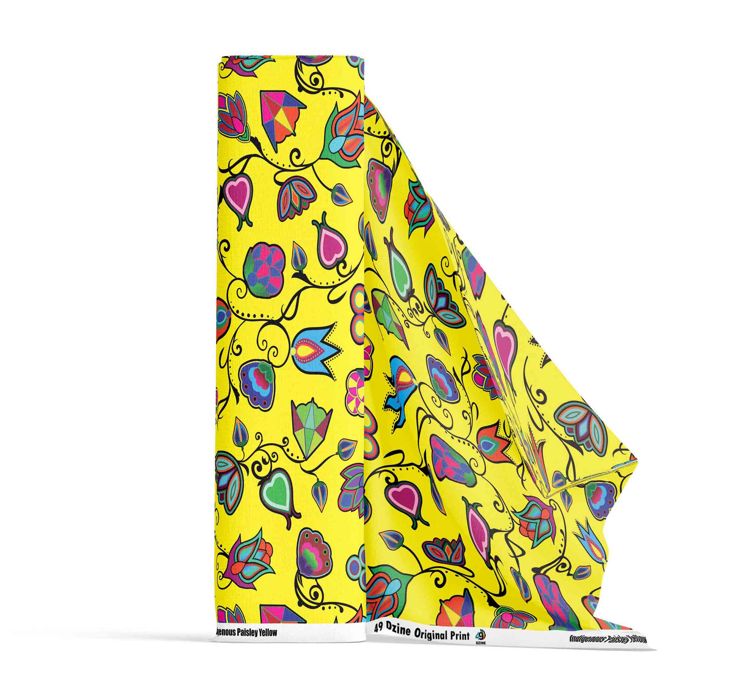 Indigenous Paisley Yellow Cotton Poplin