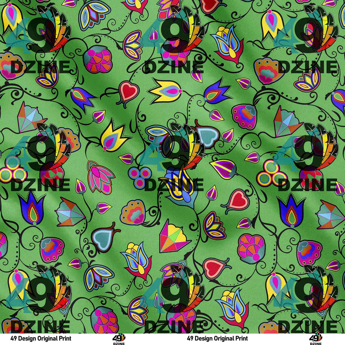 Indigenous Paisley Green Cotton Poplin