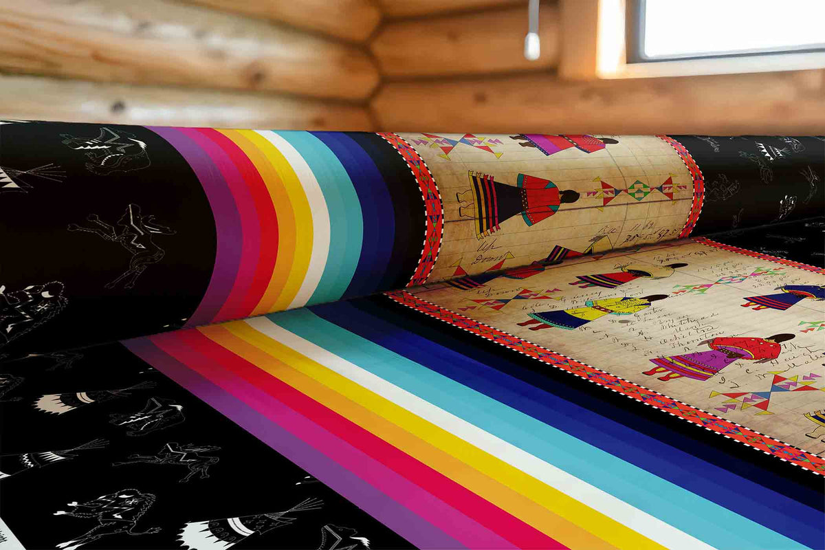 Ledger Round Dance Midnight Cotton Poplin