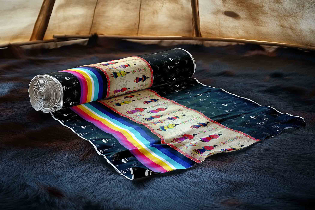 Ledger Round Dance Midnight Cotton Poplin