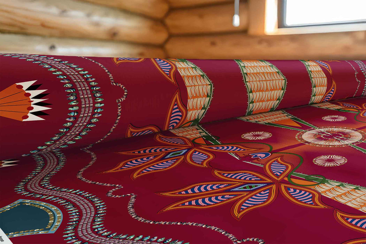 Sacred Plains Maroon Cotton Poplin
