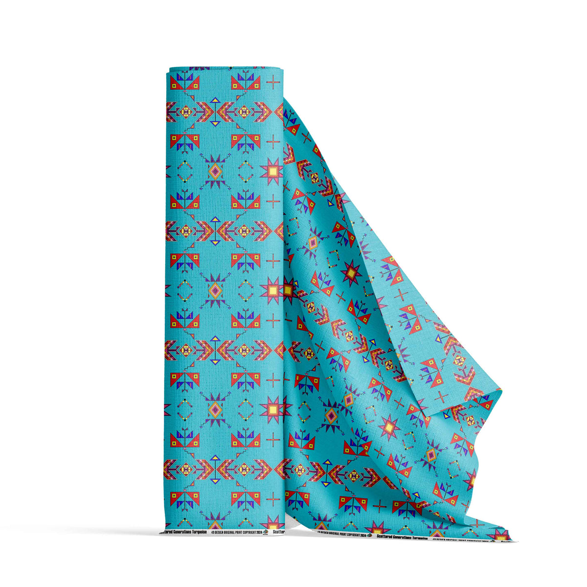 Scattered Generations Turquoise Cotton Fabric