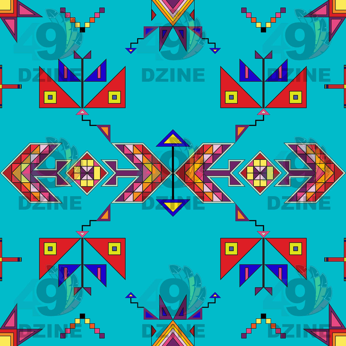 Scattered Generations Turquoise Cotton Fabric