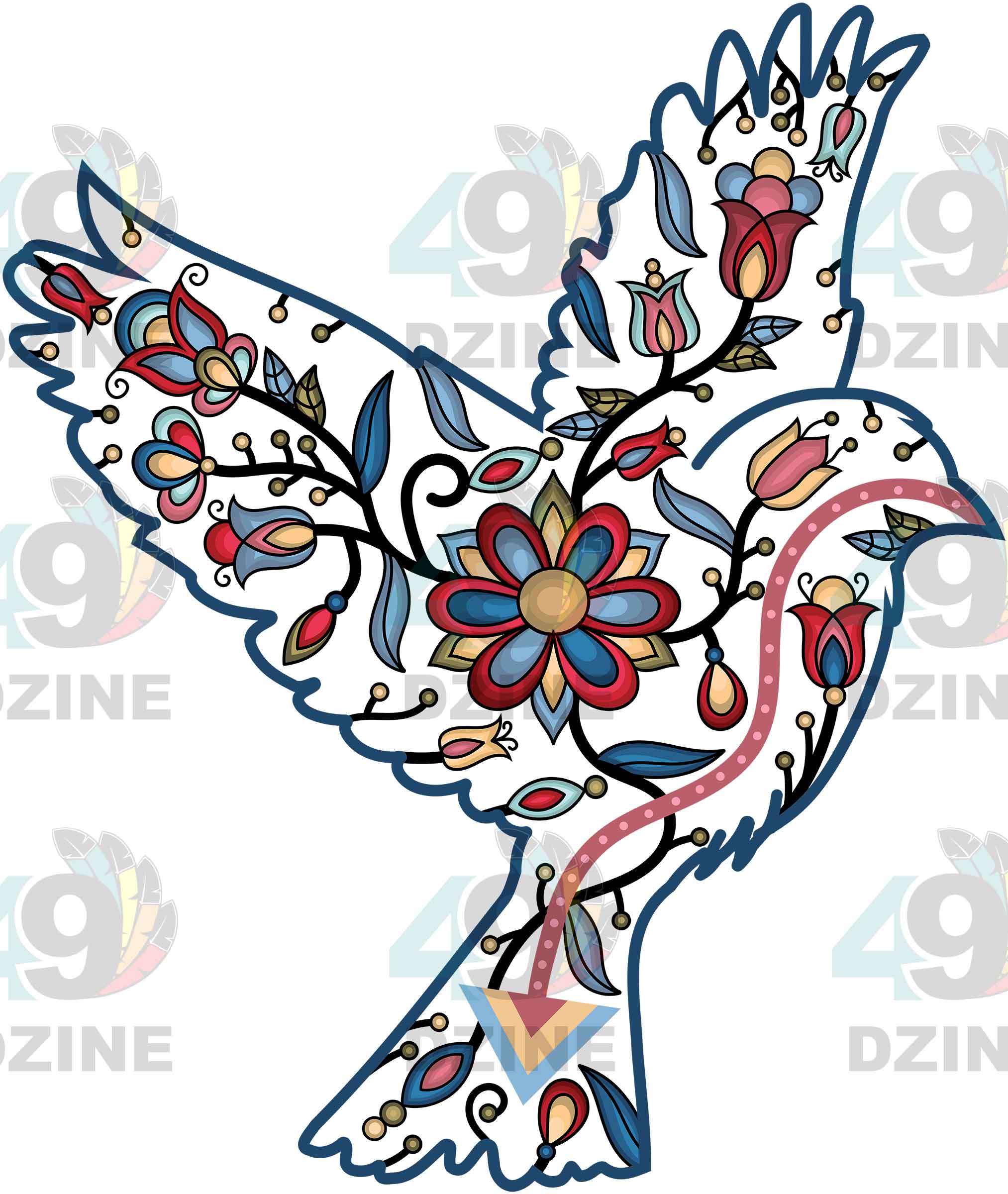 Sparrow Floral Animals 01 Various Sizes