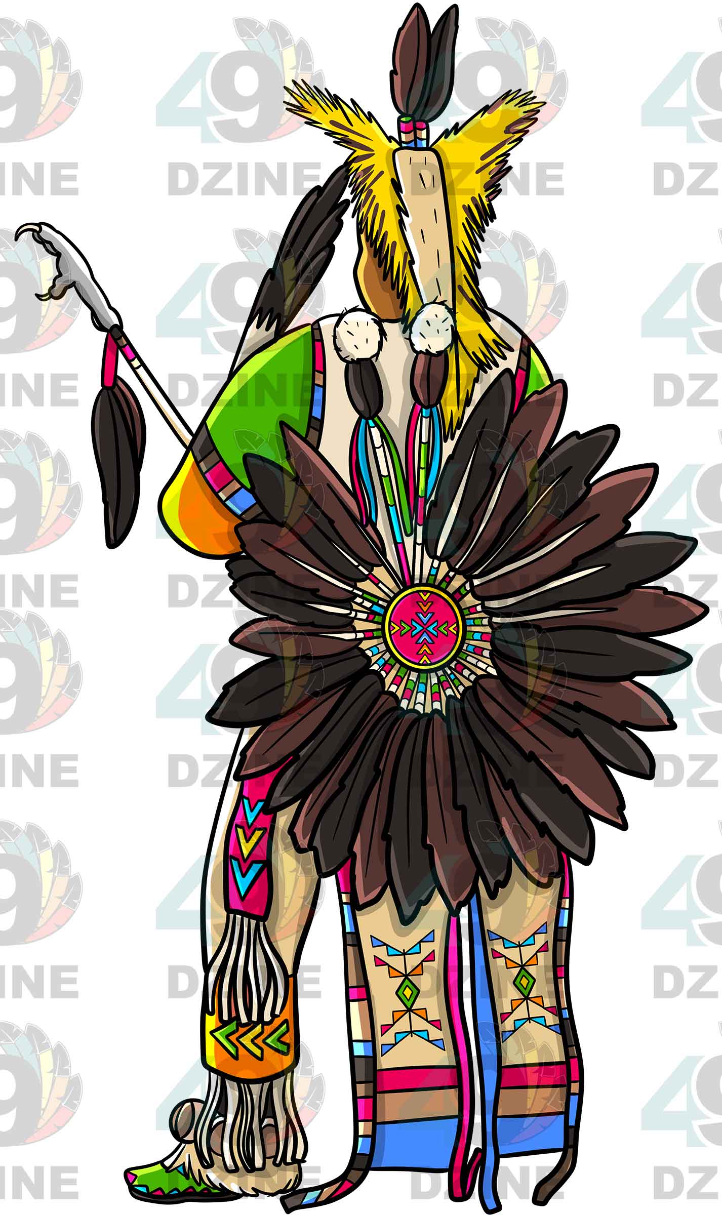 Traditional Powwow Man Dancer 5 Colored UV Sticker