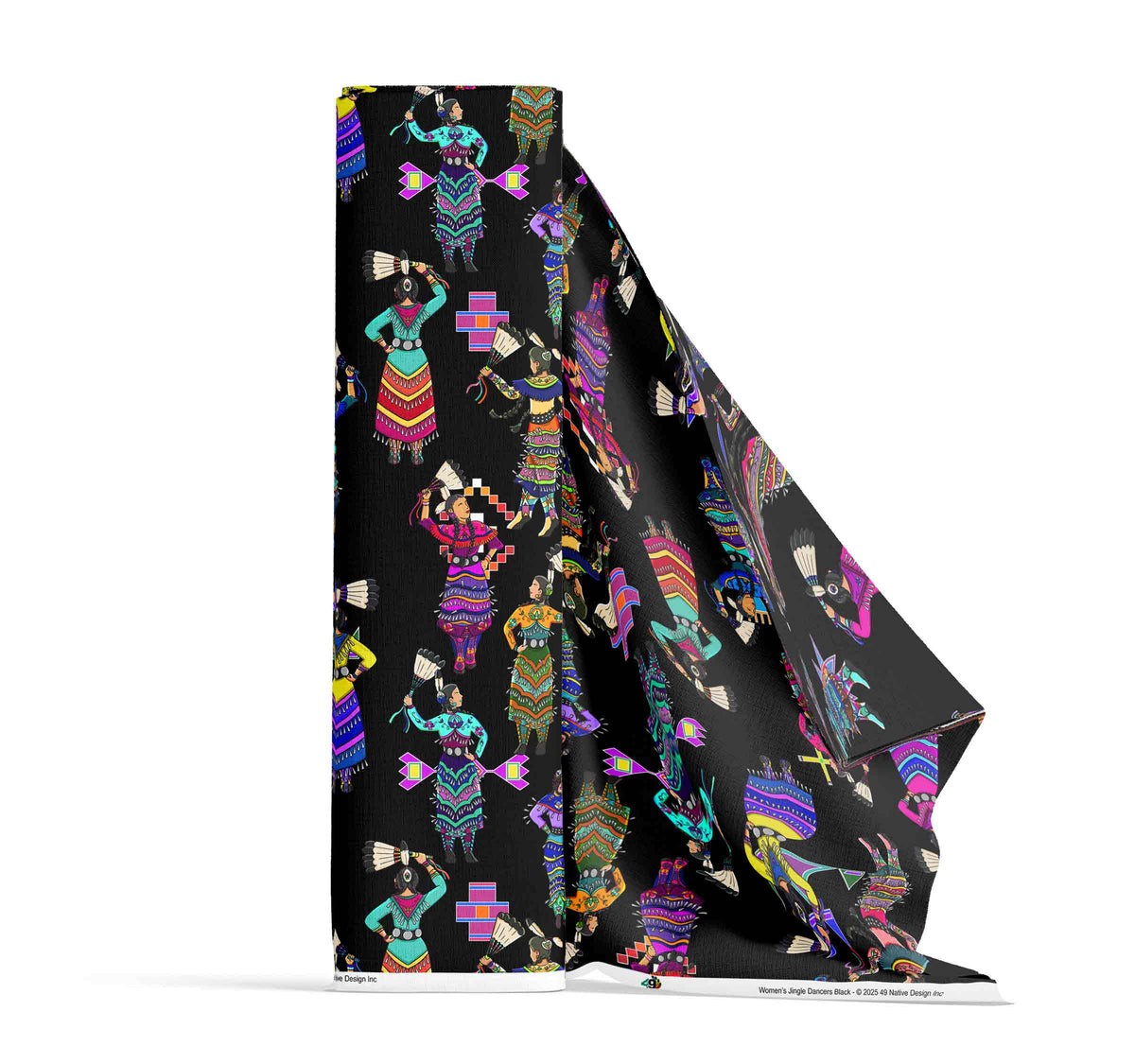 Women's Jingle Dancers Black Large Cotton Poplin