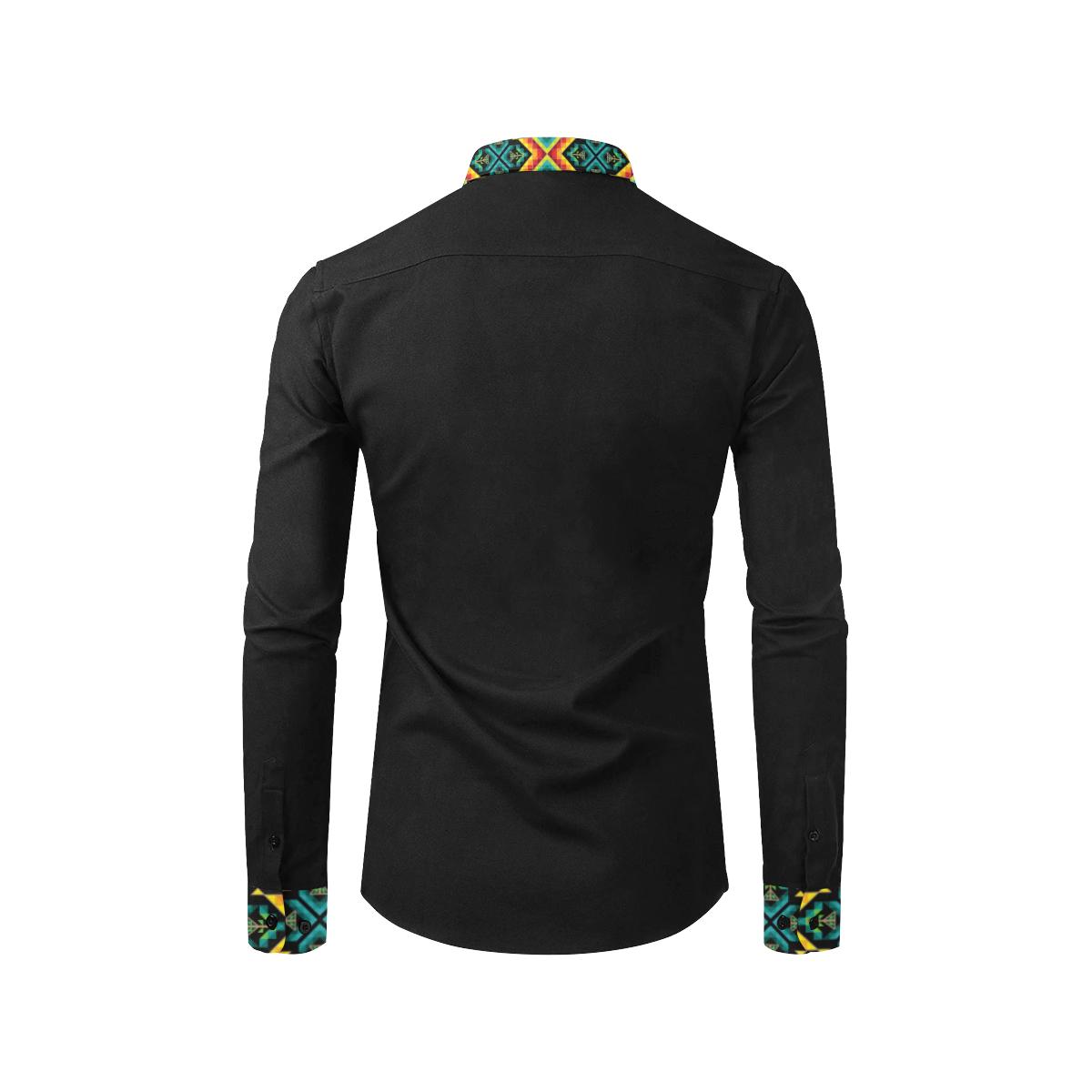 Black Blanket Strip Men's All Over Print Casual Dress Shirt (Model T61) Men's Dress Shirt (T61) e-joyer 