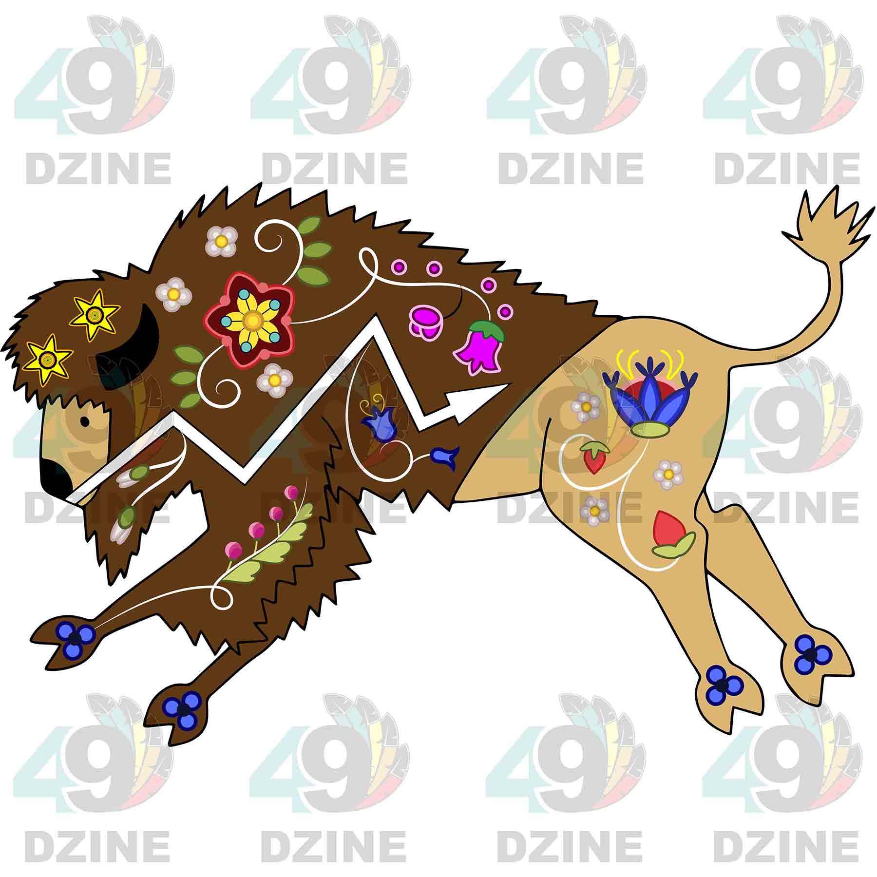 Floral Bison Tan UV Sticker
