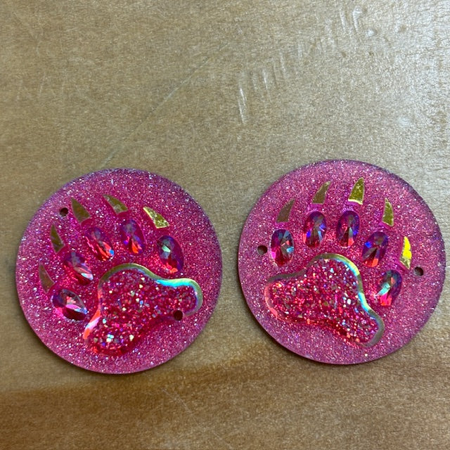Bear Paw Circle Cabochons Set of 2
